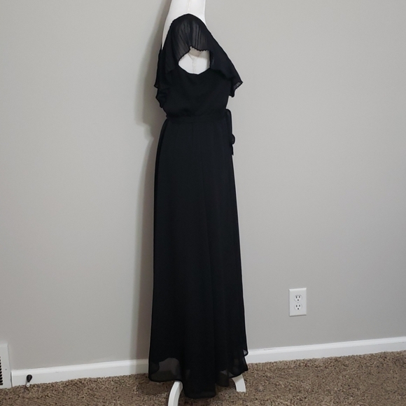 ❤Host Pick❤Victoria's Secret Chiffon Black Maxi Dress w/Belt - Picture 7 of 14